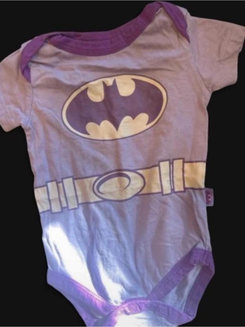 DC Comics Purple and Yellow Batman Infant Bodysuit